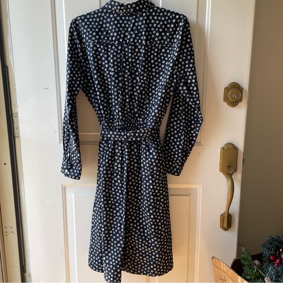 J.Crew navy floral print long sleeve button down midi dress size 10 - Picture 6 of 8
